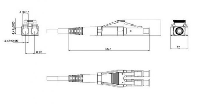 Conector de cabo de fibra ótica Singlemode da fibra de Uniboot do duplex dos conectores LC/UPC