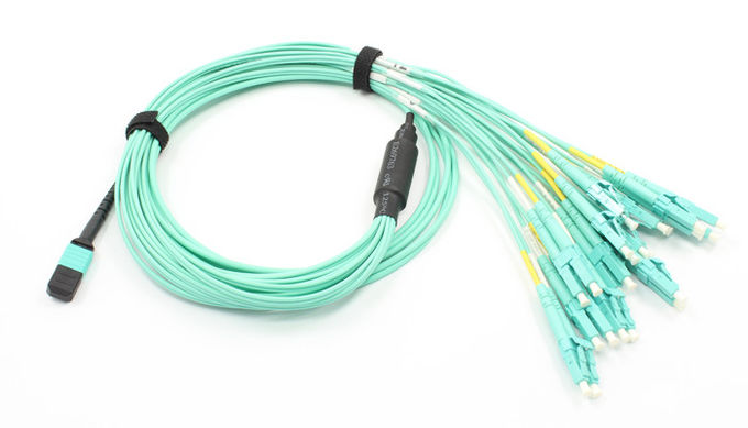 12 cabo de remendo multimodo das fibras MPO, cabos do remendo da fibra ótica de MTP MPO