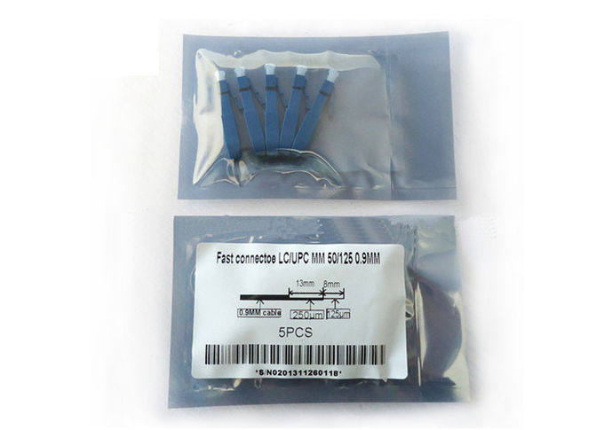 Do LC UPC da fibra ótica do conector azul encaixado rápido pre - para o cabo apertado do amortecedor de 0.9mm
